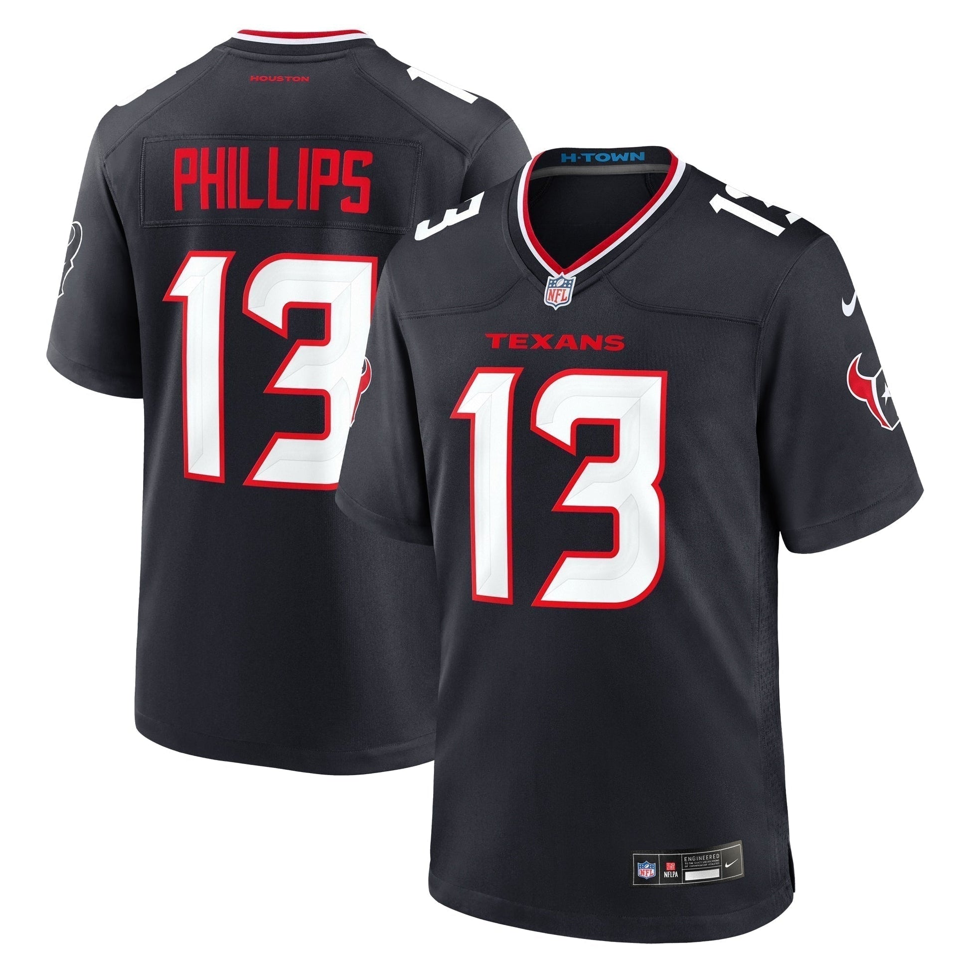 DelShawn Phillips Houston Texans Team Game Jersey - Navy football jersey product view 1