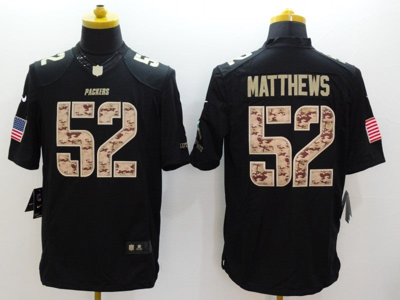 Men's Green Bay Packers Clay Matthews #52 Black Game Player Jersey1 football jersey product view 1