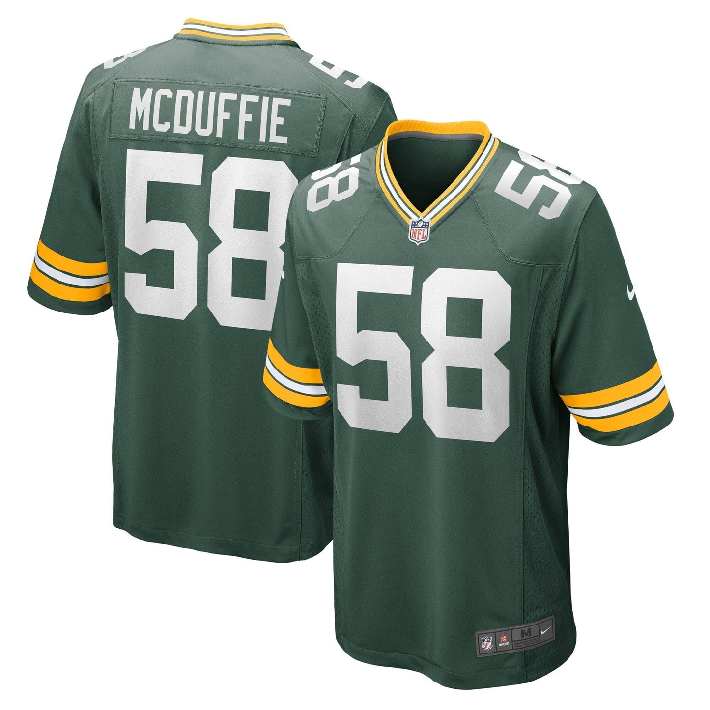 Isaiah McDuffie Green Bay Packers Game Jersey - Green football jersey product view 1