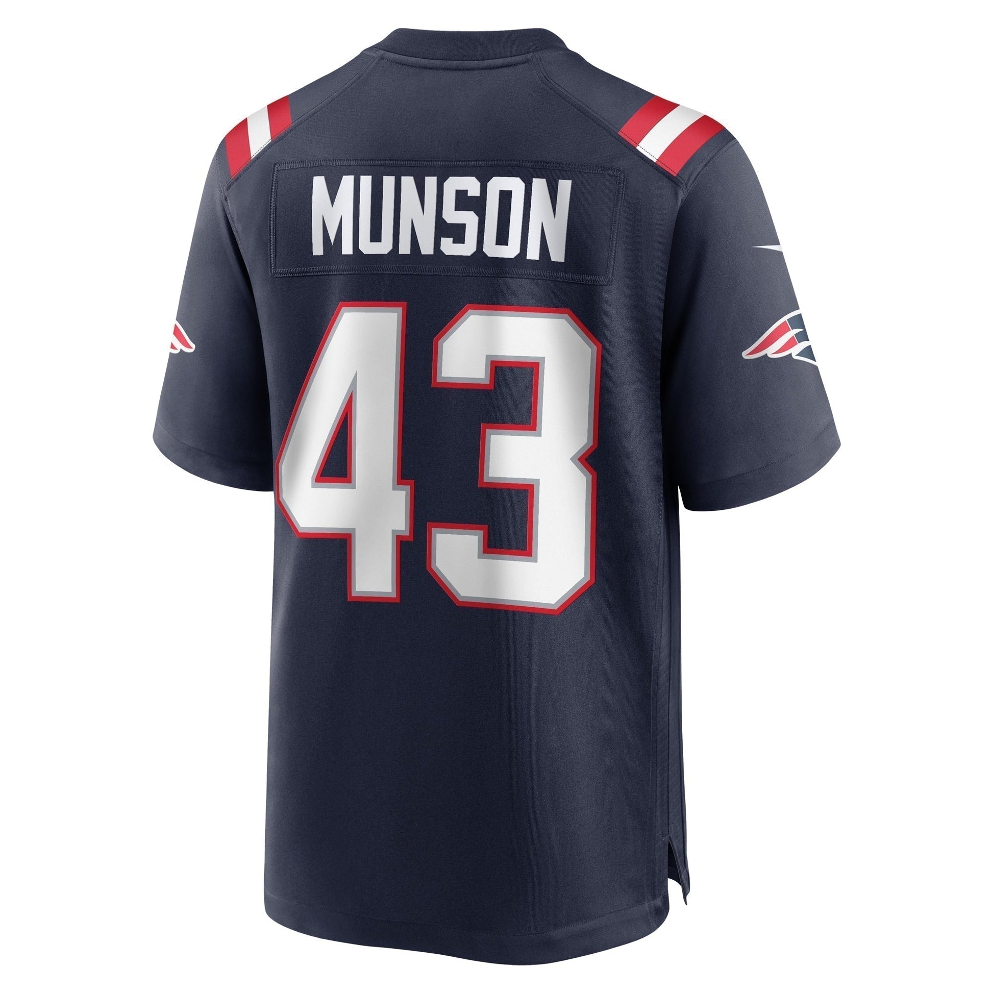 Calvin Munson New England Patriots Home Game Jersey - Navy football jersey product view 3