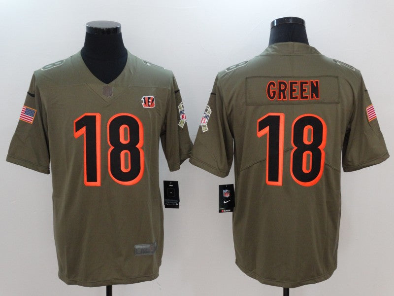 Men's Cincinnati Bengals A.J. Green #18 Brown Game Jersey1 football jersey product view 1