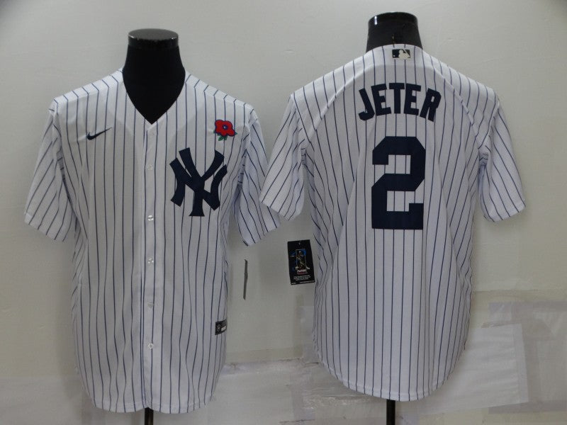 Men's New York Yankees Derek Jeter #2 White Replica Player Jersey1 baseball jersey product view 1