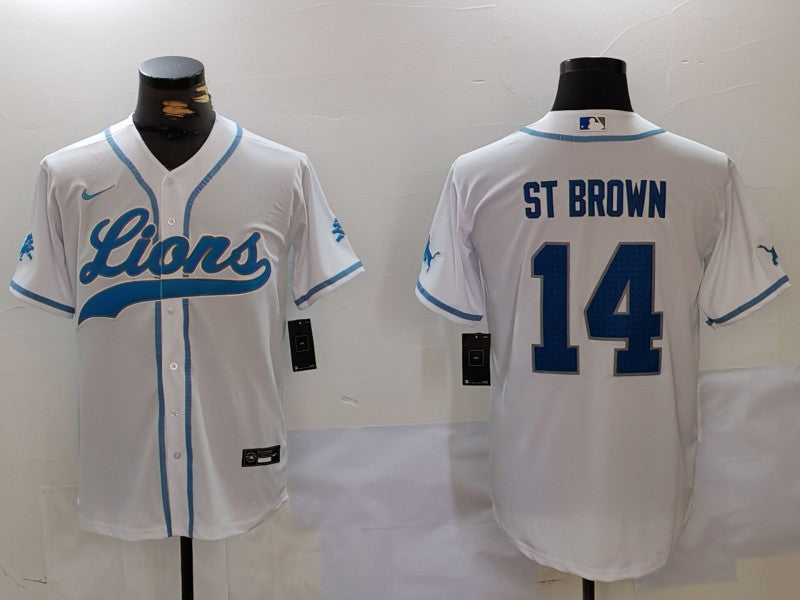 Men's Detroit Lions Amon-Ra St. Brown White Player Jersey football jersey product view 1