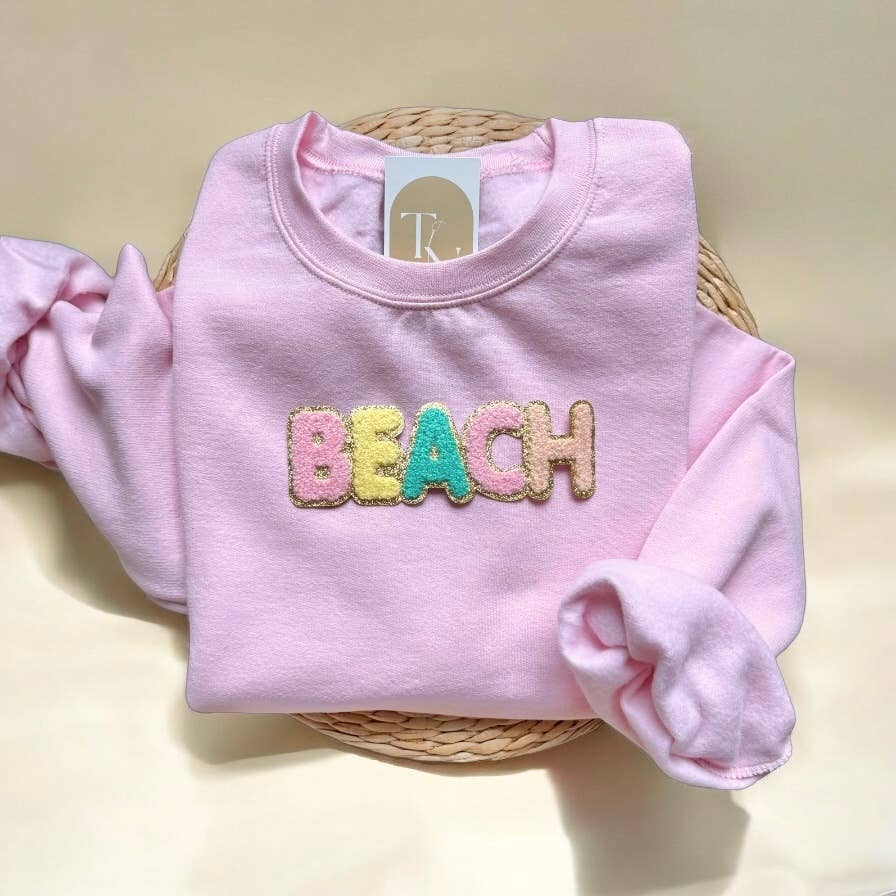 Chenille Patch Beach Sweatshirt, Beach Sweater Unisex T-shirt, Sweatshirt, Hoodie, Long Sleeve Tee - T-Shirt, Sweatshirt, Hoodie