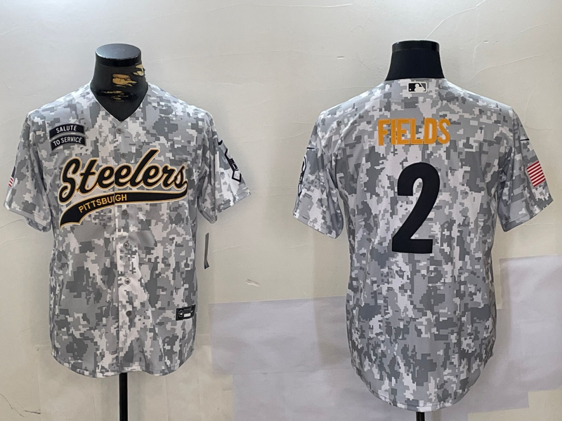 Men's Pittsburgh Steelers Justin Fields Arctic Camo Salute to Service Limited Jersey football jersey product view 1
