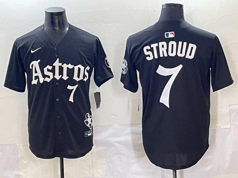 Men's Houston Astros C.J. Stroud Black Replica Player Jersey baseball jersey product view 1