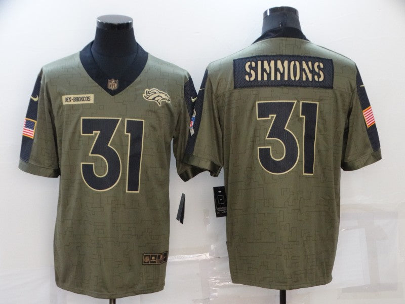 Men's Denver Broncos Justin Simmons Brown Game Jersey football jersey product view 1