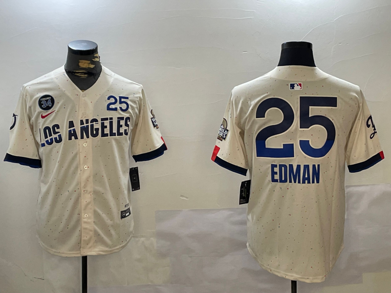 Men's Los Angeles Dodgers Tommy Edman Cream 2024 City Connect Limited Player Jersey baseball jersey product view 1