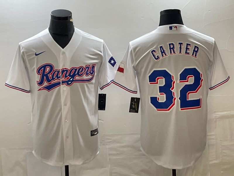 Men's Texas Rangers Evan Carter #32 White Home Replica Player Jersey baseball jersey product view 1
