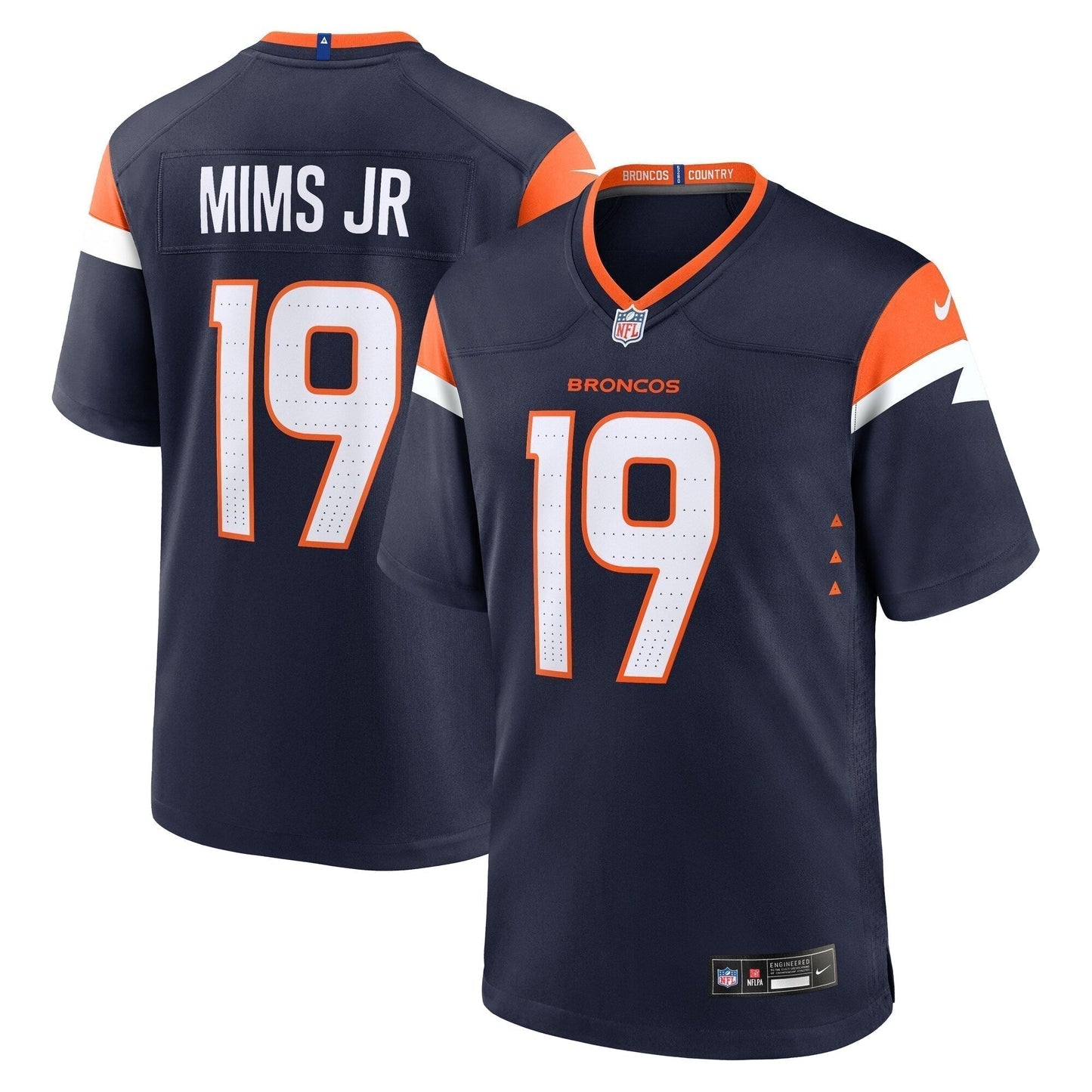 Marvin Mims Jr Denver Broncos Alternate Game Jersey - Navy football jersey product view 1