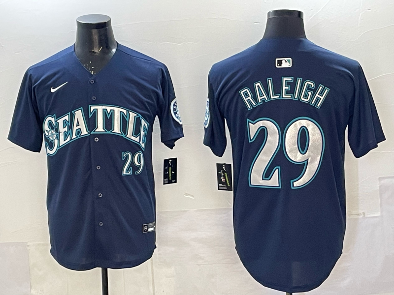Men's Seattle Mariners Cal Raleigh #29 Navy Limited Player Jersey baseball jersey product view 1