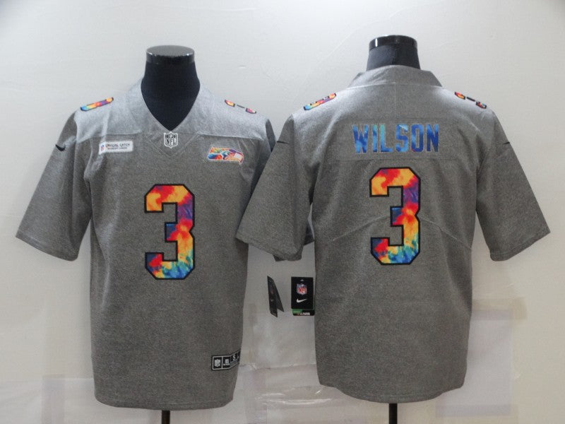 Men's Seattle Seahawks Russell Wilson #3 Gray Player Game Jersey football jersey product view 1