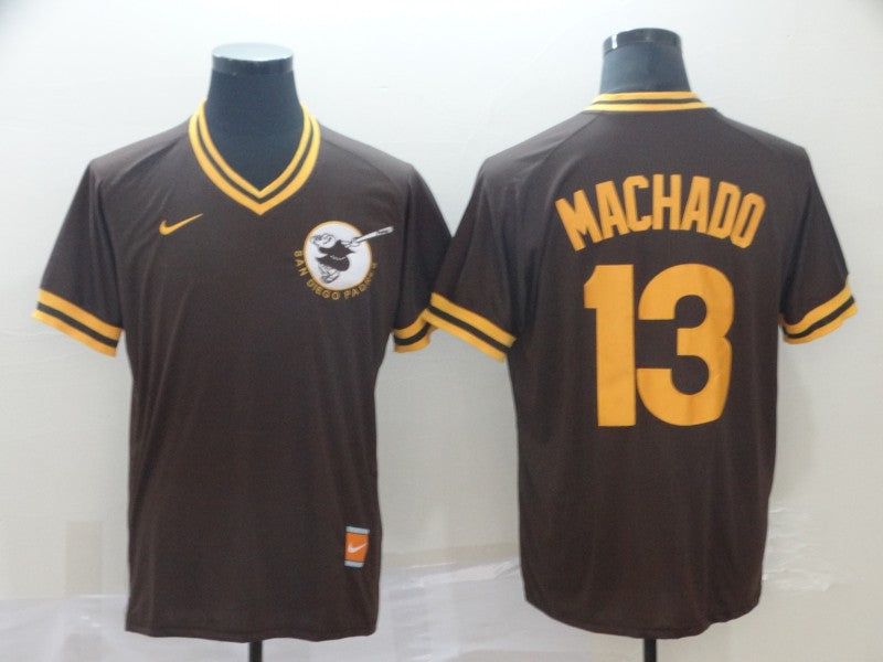 Men's San Diego Padres Manny Machado #13 Brown Stitched Jersey1 baseball jersey product view 1