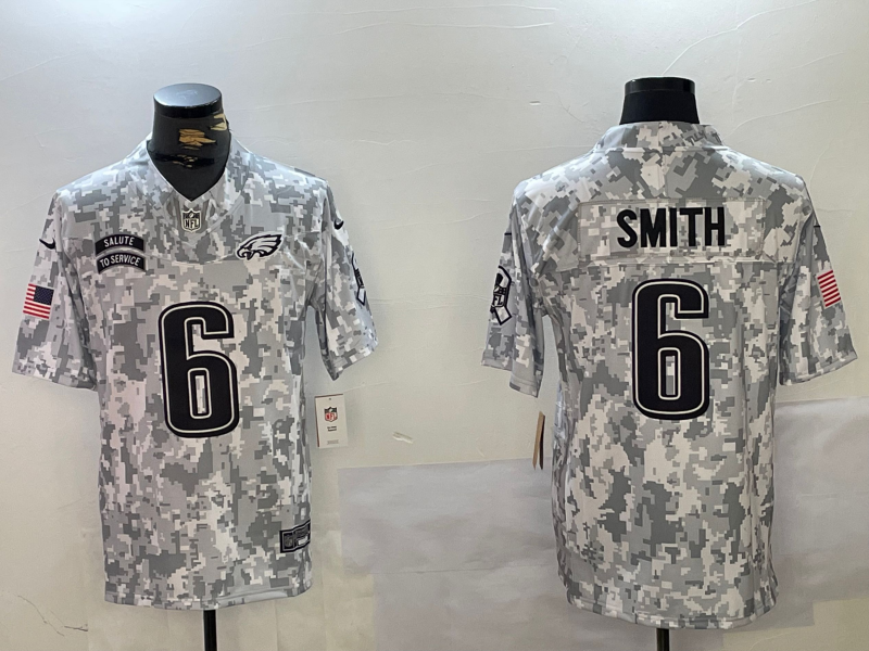 Men's Philadelphia Eagles DeVonta Smith Arctic Camo 2024 Salute to Service Limited Jersey football jersey product view 1