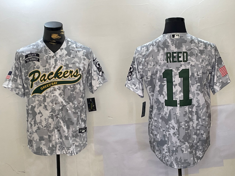 Men's Green Bay Packers Jayden Reed Arctic Camo Salute to Service Limited Jersey football jersey product view 1