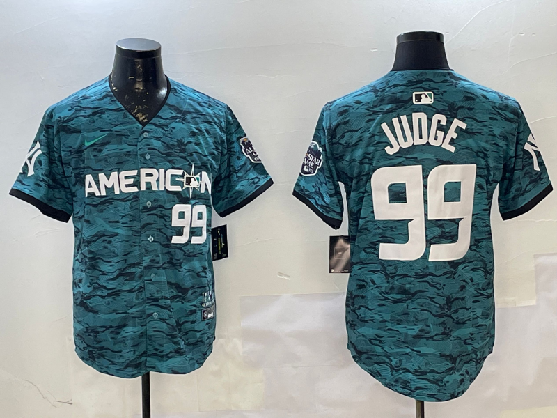 Men's American League Aaron Judge Teal 2023 MLB All-Star Game Limited Player Jersey baseball jersey product view 1