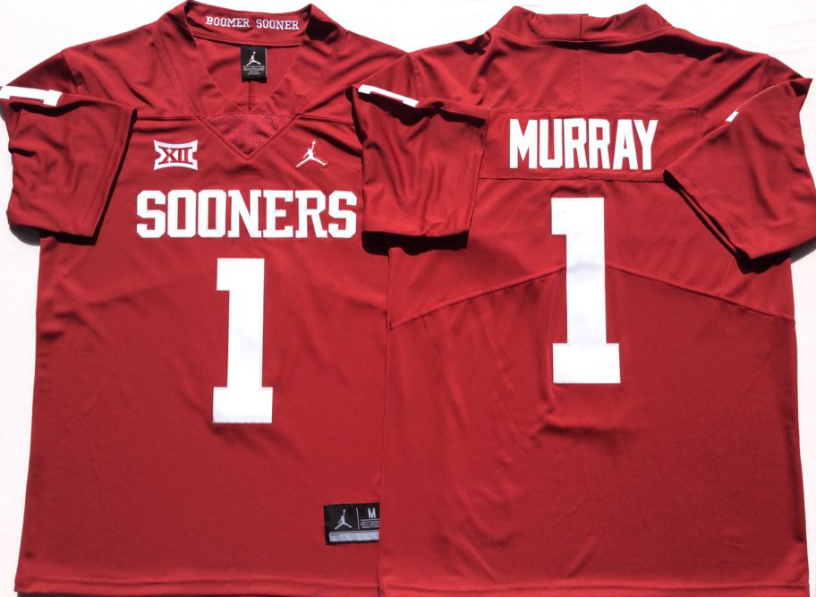 Men's Oklahoma Sooners Kyler Murray Crimson Player Game Jersey sports jersey product view 1