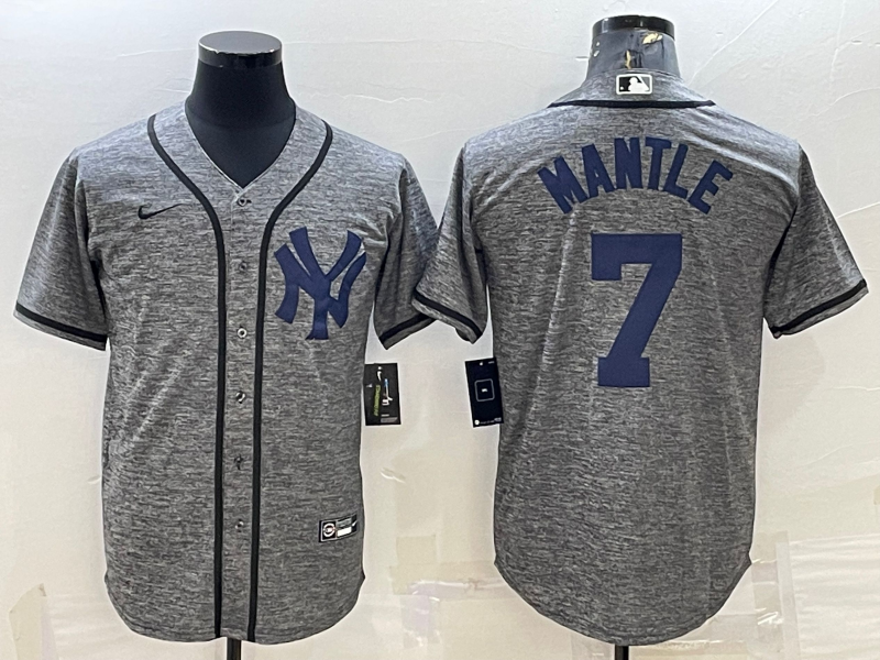 Men's New York Yankees Mickey Mantle #7 Gray Replica Game Jersey baseball jersey product view 1