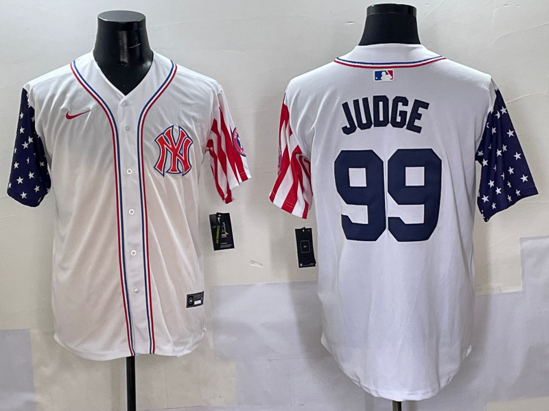 Men's New York Yankees Aaron Judge #99 White Team Player Game Jersey baseball jersey product view 1