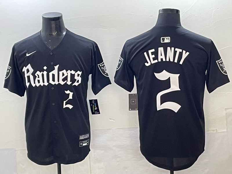 Men's Las Vegas Raiders Ashton Jeanty #2 Black Player Jersey football jersey product view 1