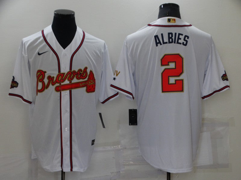 Men's Atlanta Braves Ozzie Albies #2 White Stitched Player Jersey baseball jersey product view 1