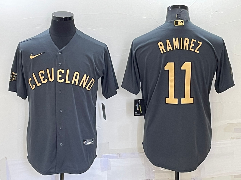 Men's Cleveland Guardians Jose Ramirez #11 Gray Replica Player Jersey1 baseball jersey product view 1