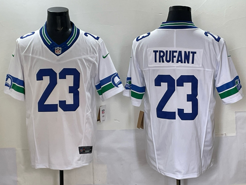 Men's Seattle Seahawks Marcus Trufant White Alternate Game Jersey football jersey product view 1