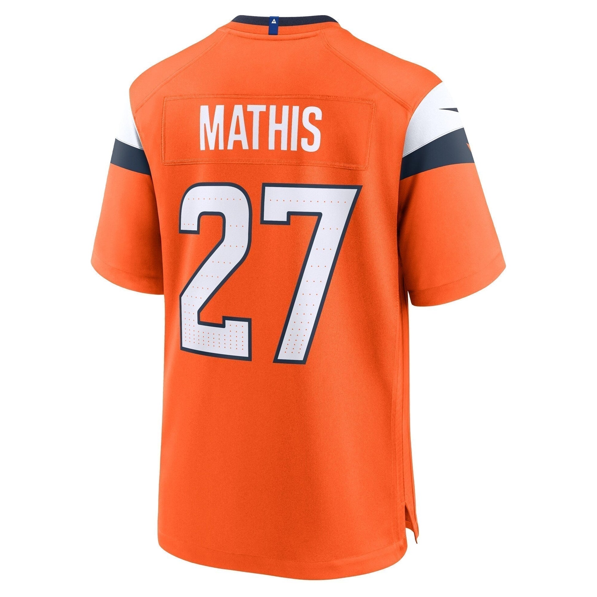 Damarri Mathis Denver Broncos Team Game Jersey - Orange football jersey product view 3