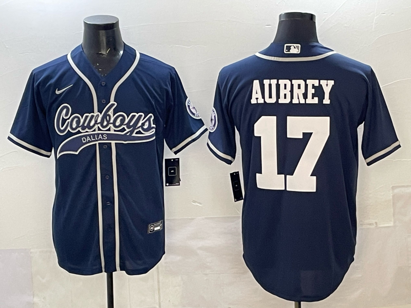 Men's Dallas Cowboys Brandon Aubrey #17 Navy Game Jersey football jersey product view 1
