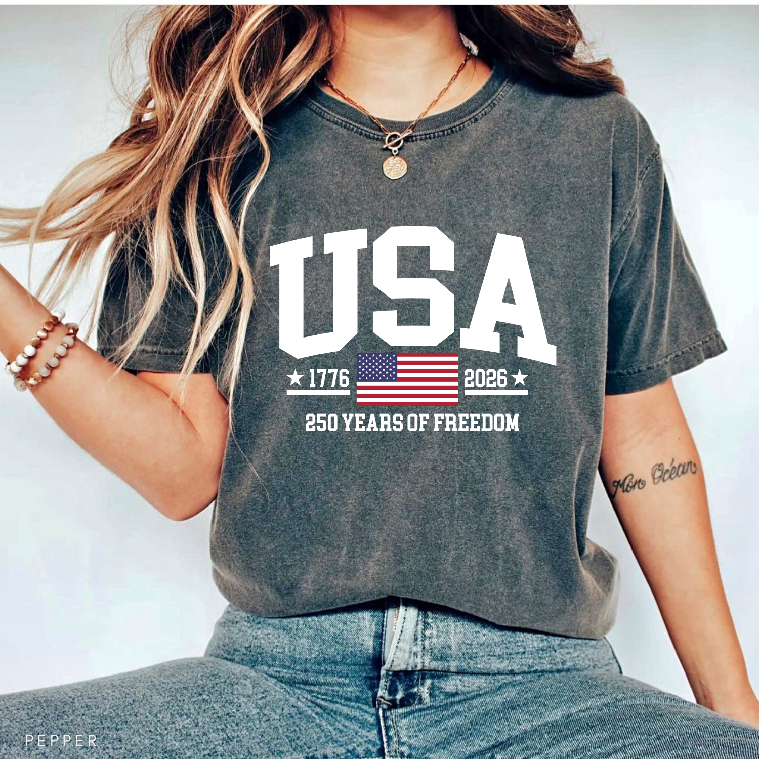 USA 250 Years of Freedom 4th of July America Tshirt Unisex T-shirt, Sweatshirt, Hoodie, Long Sleeve Tee - T-Shirt, Sweatshirt, Hoodie