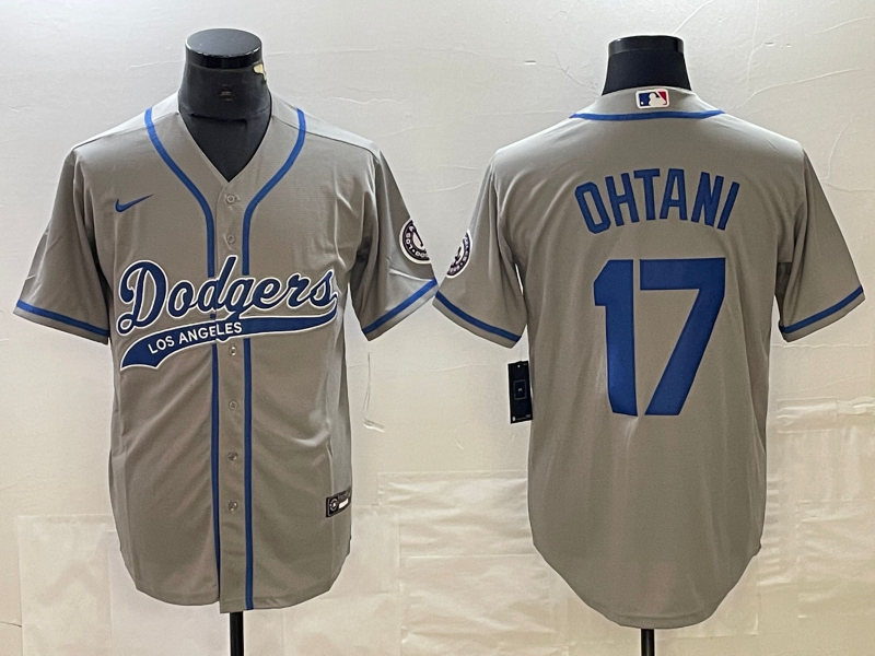 Men's Los Angeles Dodgers Shohei Ohtani Gray Game Jersey Joint Edition baseball jersey product view 1