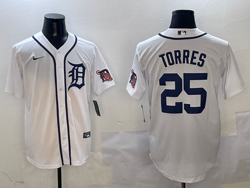 Men's Detroit Tigers Gleyber Torres White Home Replica Player Jersey baseball jersey product view 1