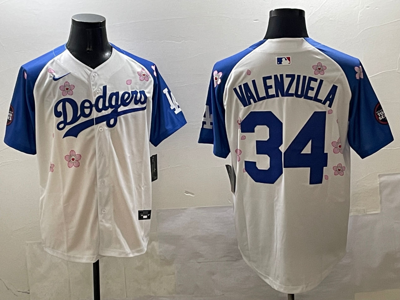 Men's Los Angeles Dodgers Fernando Valenzuela White Game Jersey1 baseball jersey product view 1