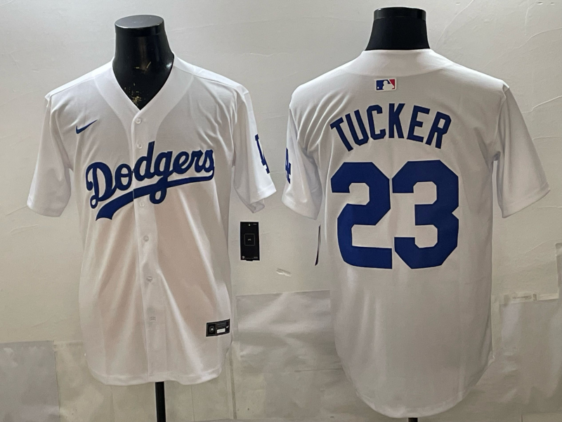 Men's Los Angeles Dodgers Kris Tucker #23 White Replica Player Jersey baseball jersey product view 1