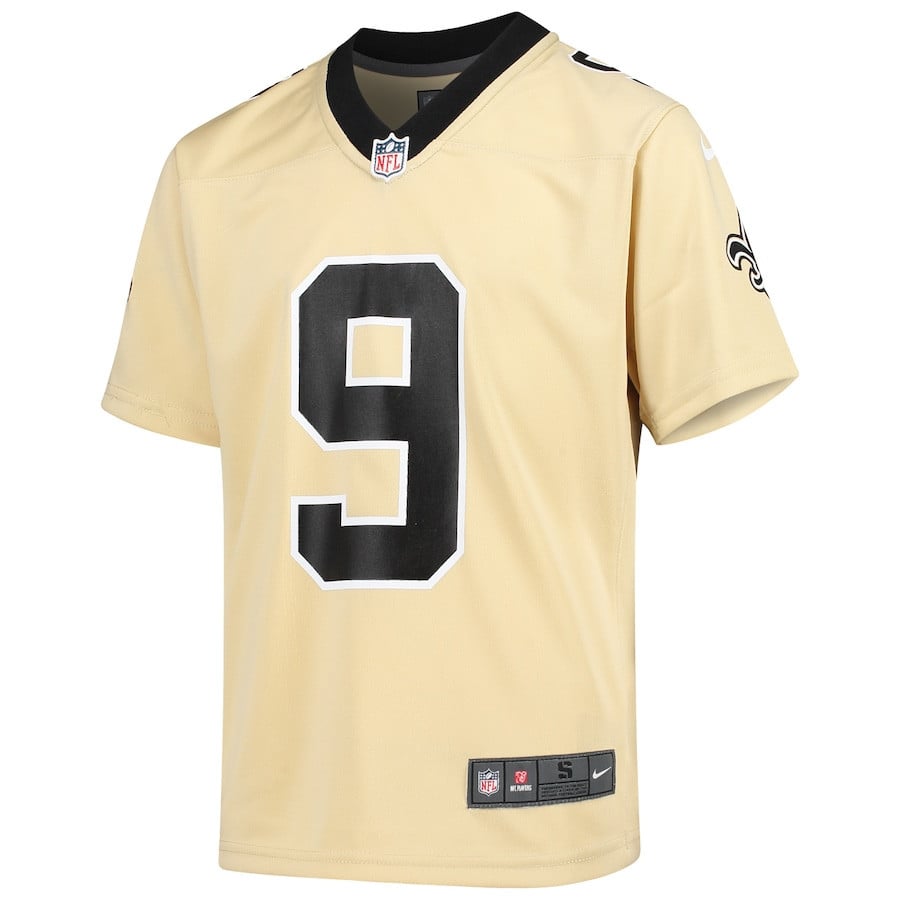 Drew Brees New Orleans Saints Youth Inverted Game Jersey - Gold football jersey product view 2