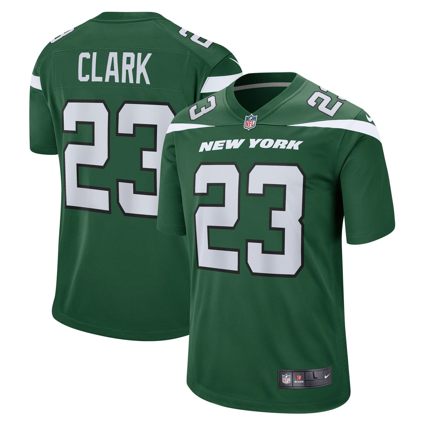 Chuck Clark New York Jets Team Game Jersey - Gotham Green football jersey product view 1
