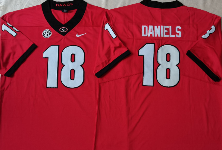 Men's Georgia Bulldogs JT Daniels #18 Red Player Game Jersey sports jersey product view 1
