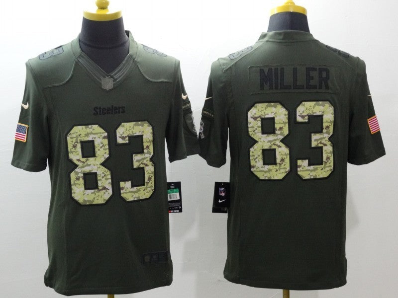 Men's Pittsburgh Steelers Heath Miller #83 Army Green Game Jerseys football jersey product view 1