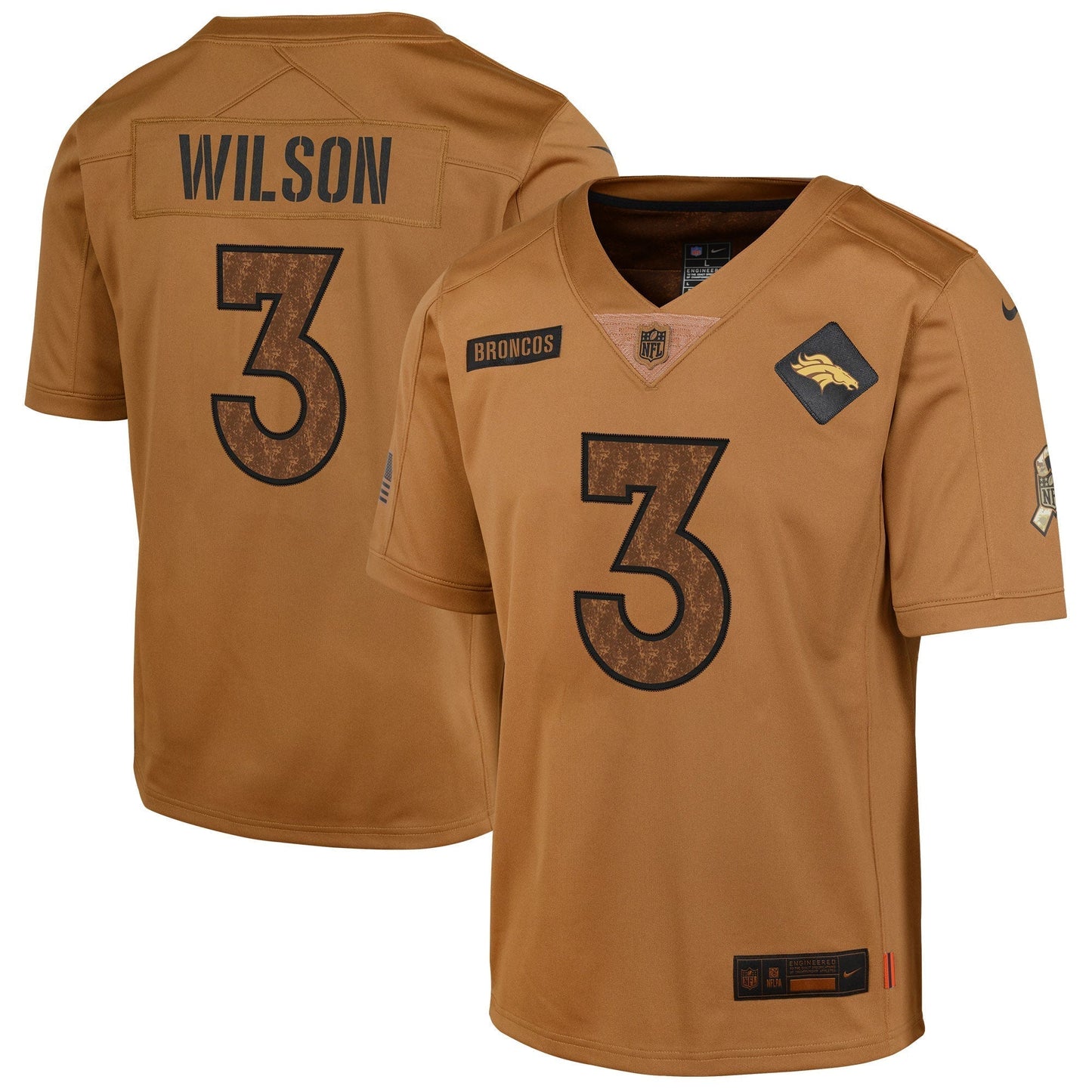 Russell Wilson Denver Broncos Salute To Service Limited Jersey - Brown football jersey product view 1