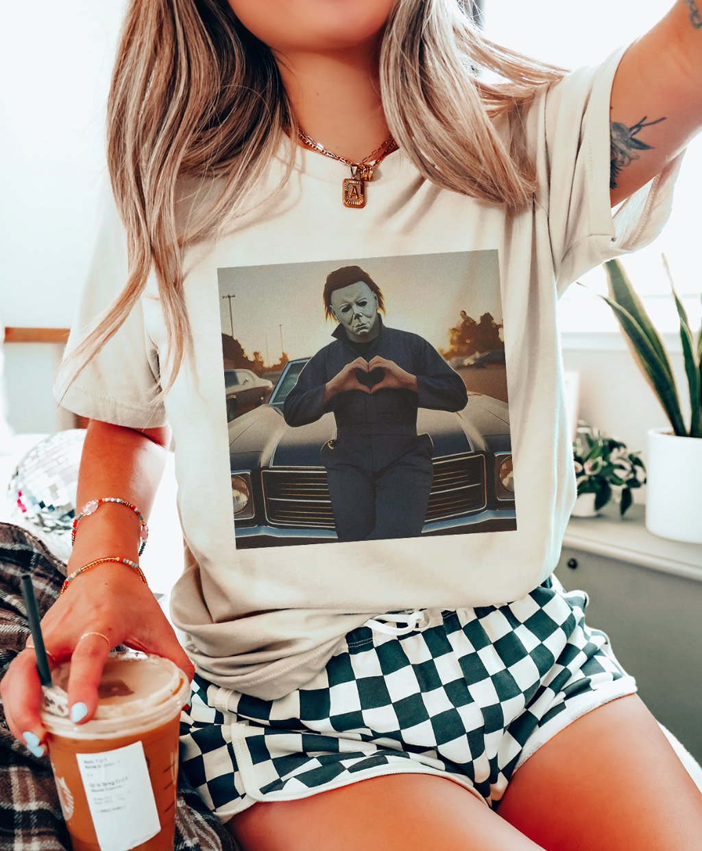 Michael Meyers Halloween Heart Hands - Cream Unisex T-shirt, Sweatshirt, Hoodie, Long Sleeve Tee - T-Shirt, Sweatshirt, Hoodie