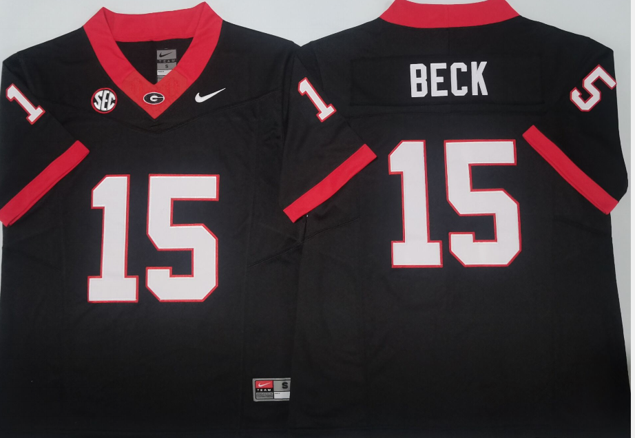 Men's Georgia Bulldogs Carson Beck Black Player Game Jersey sports jersey product view 1