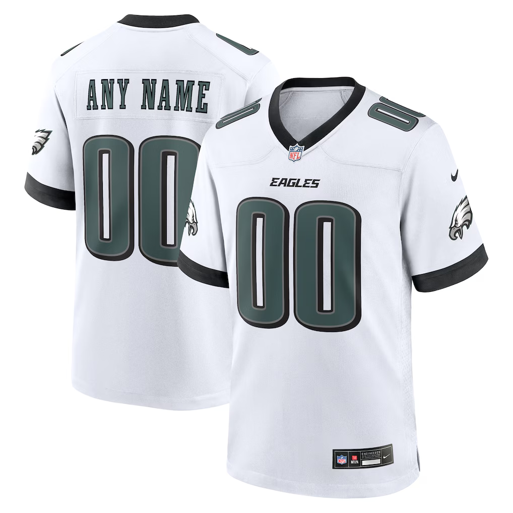 Men's Philadelphia Eagles White Custom Game Jersey football jersey product view 1