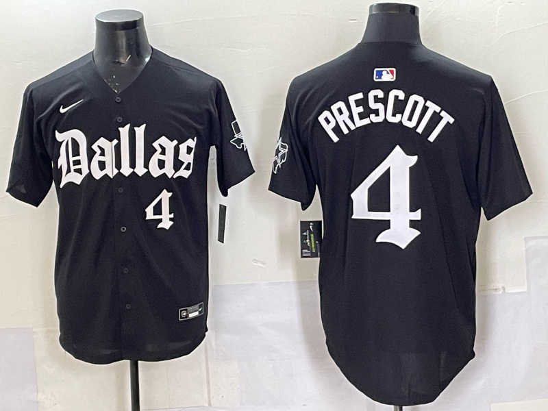 Men's Dallas Cowboys Dak Prescott #4 Black Team Game Player Jersey football jersey product view 1