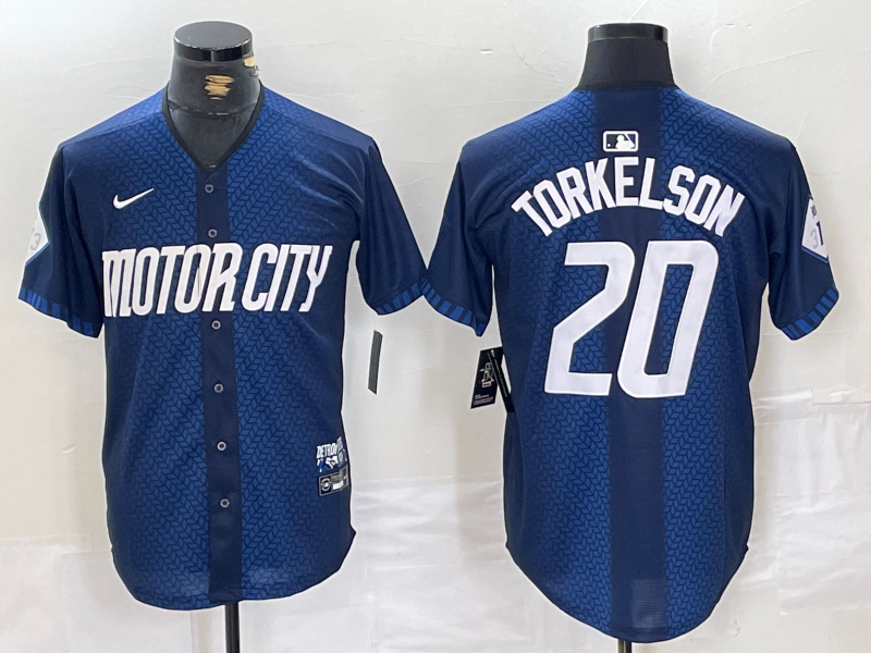 Men's Detroit Tigers Spencer Torkelson #20 Navy 2024 City Connect Limited Player Jersey baseball jersey product view 1