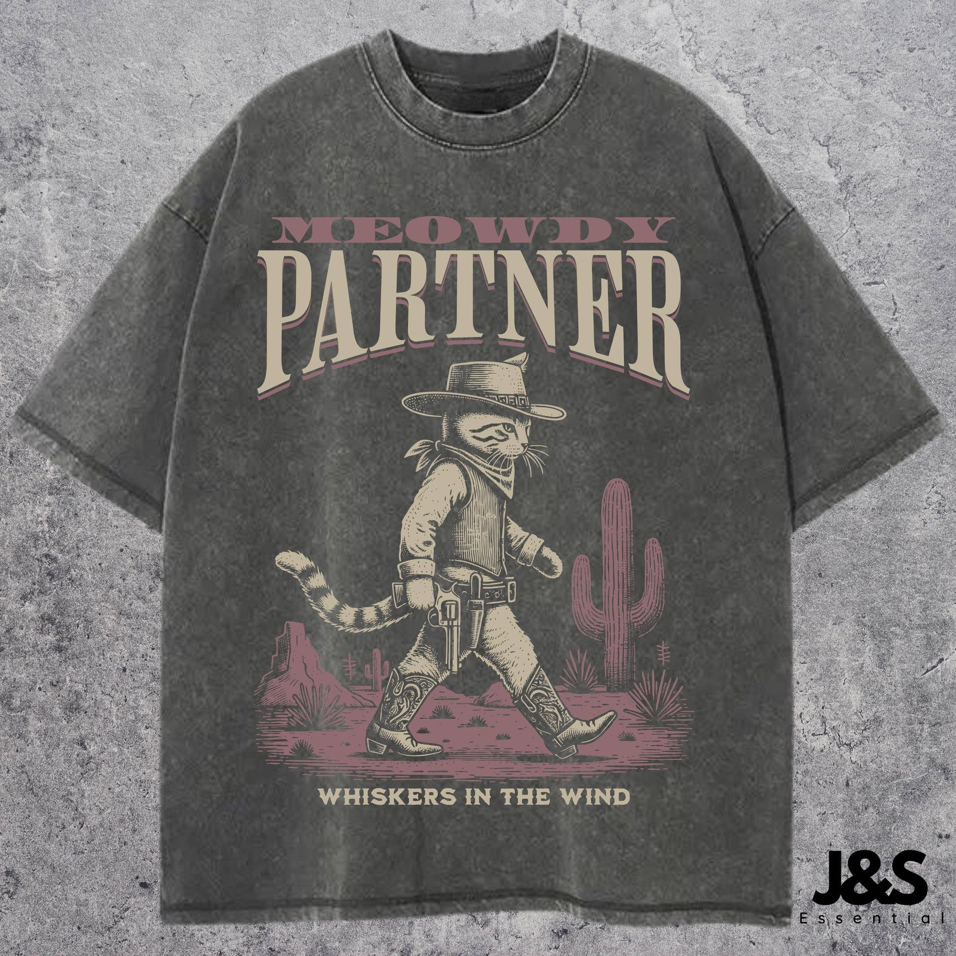 Meowdy Partner Vintage Cowboy Cat Apparel Unisex T-shirt, Sweatshirt, Hoodie, Long Sleeve Tee - T-Shirt, Sweatshirt, Hoodie