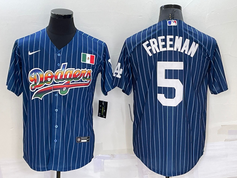 Men's Los Angeles Dodgers Freddie Freeman #5 Blue Replica Game Jersey1 baseball jersey product view 1