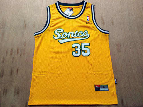 SuperSonics No. 35 Durant Retro Yellow Premium Mesh basketball jersey product view 1