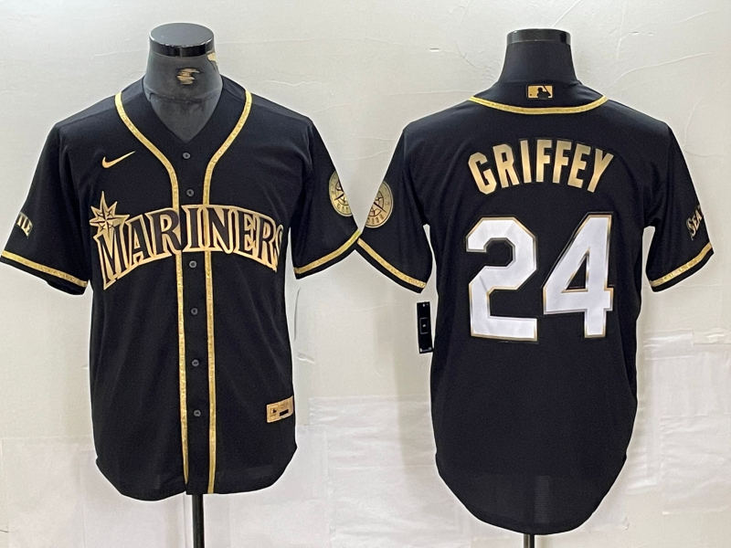 Men's Seattle Mariners Ken Griffey Jr. #24 Black Authentic Player Jersey1 baseball jersey product view 1