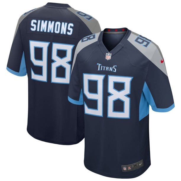 Jeffery Simmons Tennessee Titans Jersey football jersey product view 1