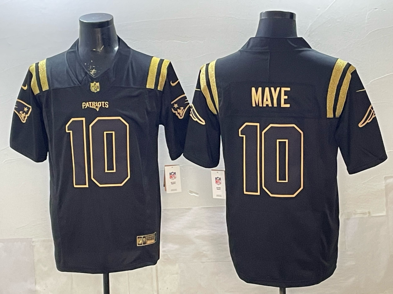 Men's New England Patriots Drake Maye Black Game Jersey football jersey product view 1
